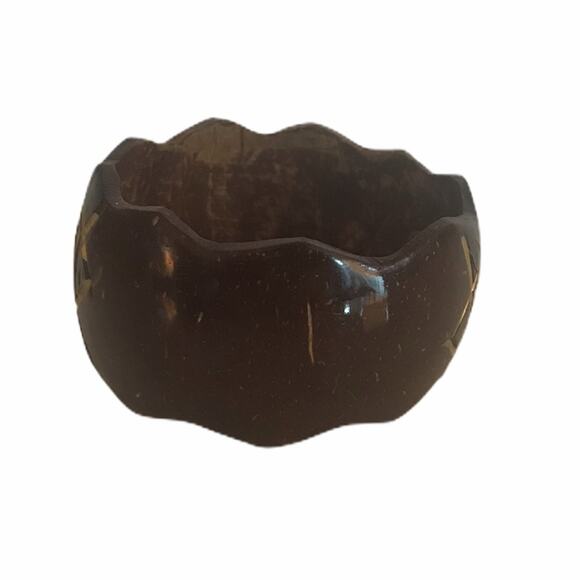 Vintage Painted Wood Bangle Bracelets Cream Brown - Picture 9 of 15